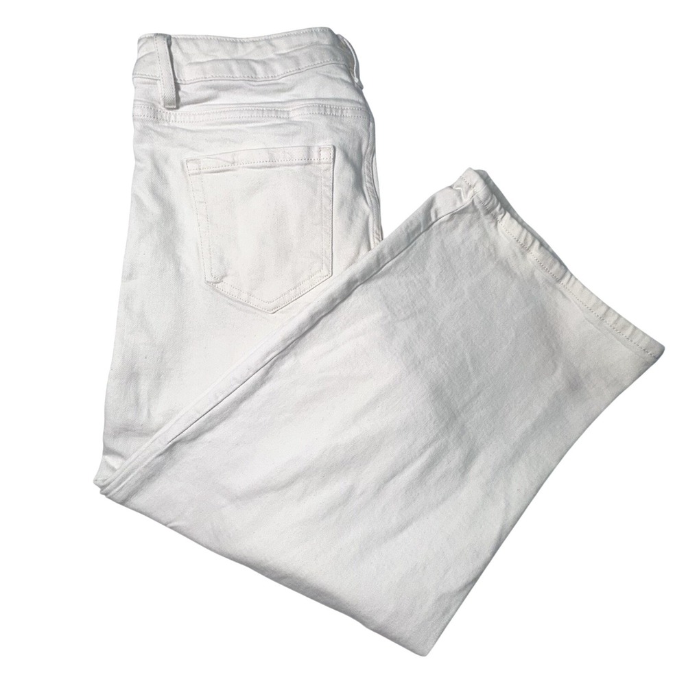J.‎ Jill Denim Jeans Womens 12 High Rise Full Leg Crop Wide Leg Bone White Boho